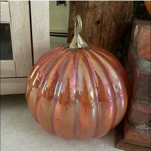 Large orange glass pumpkin brand new